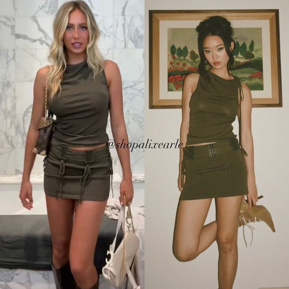 NWT With Jean khaki green Drew mini skirt